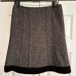 Nanette Lepore Charcoal and Brown Skirt with Velvet Trim